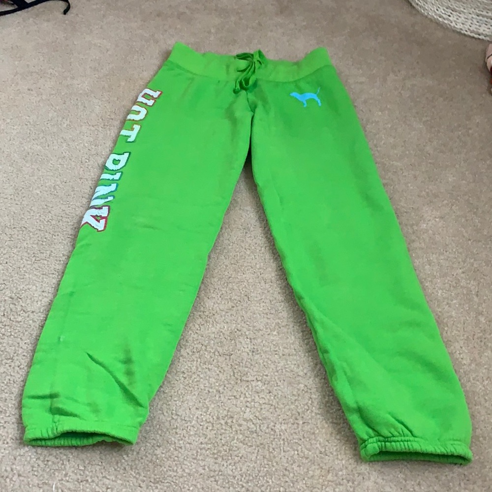 Bright green sweat pants
